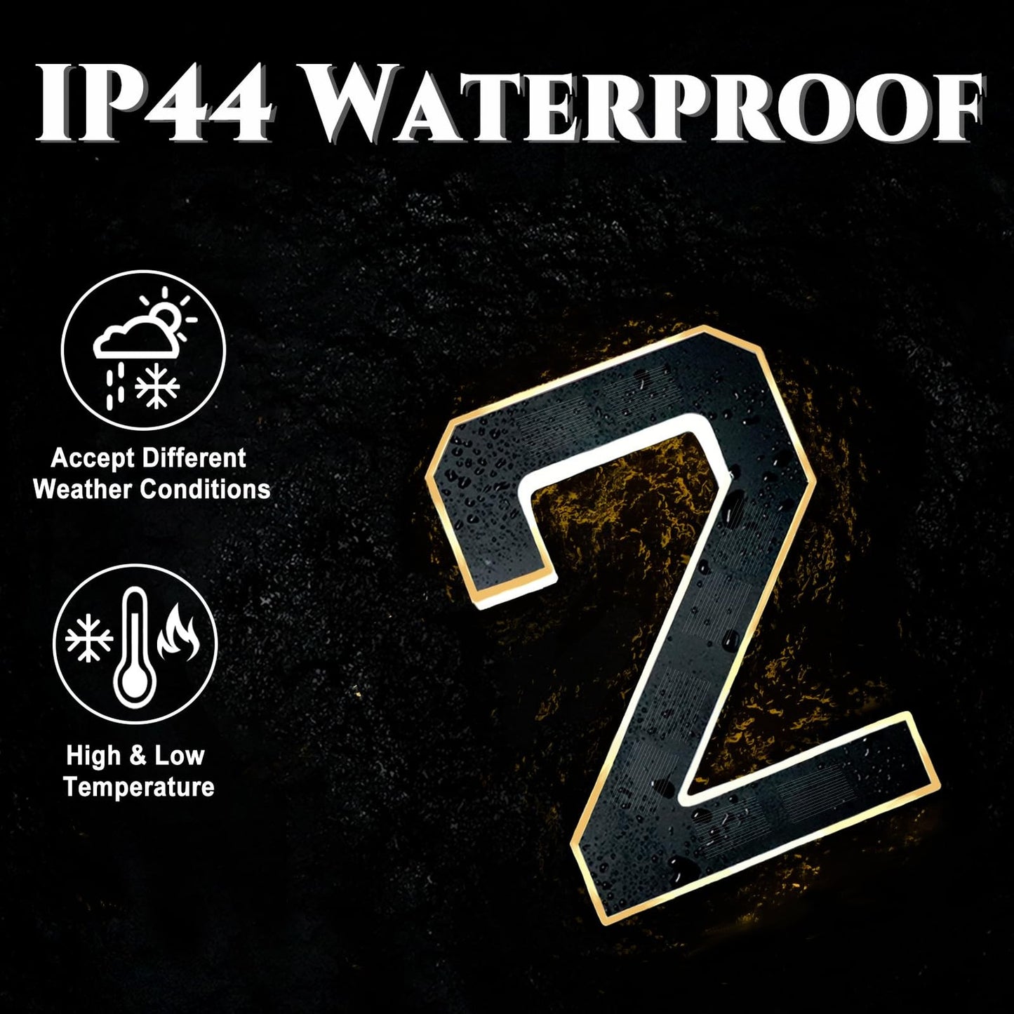 9 Inch Solar Lighted House Numbers for Outside, Light up Waterproof LED Addre