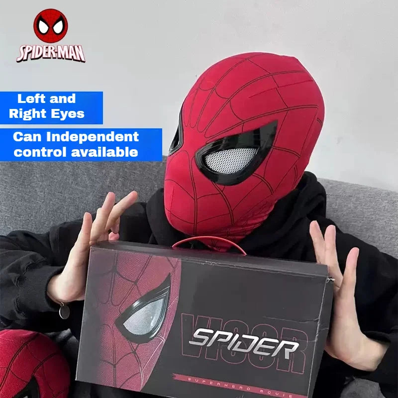 In Stock Miles Spider-Man 1:1 Scale Electronic Mask With Moving Glowing Eyes Ring Control Cosplay Toy Gift For Boys Gift