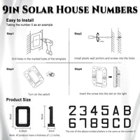 9 Inch Solar Lighted House Numbers for Outside, Light up Waterproof LED Addre