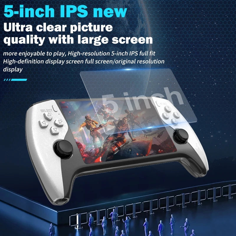 SF3500 Handheld Game Console, 5-Inch IPS Large Screen Portable Game Console, Built-in 20000+ Games, Supports FHD Output