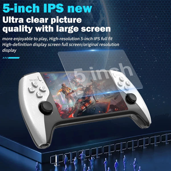 SF3500 Handheld Game Console, 5-Inch IPS Large Screen Portable Game Console, Built-in 20000+ Games, Supports FHD Output