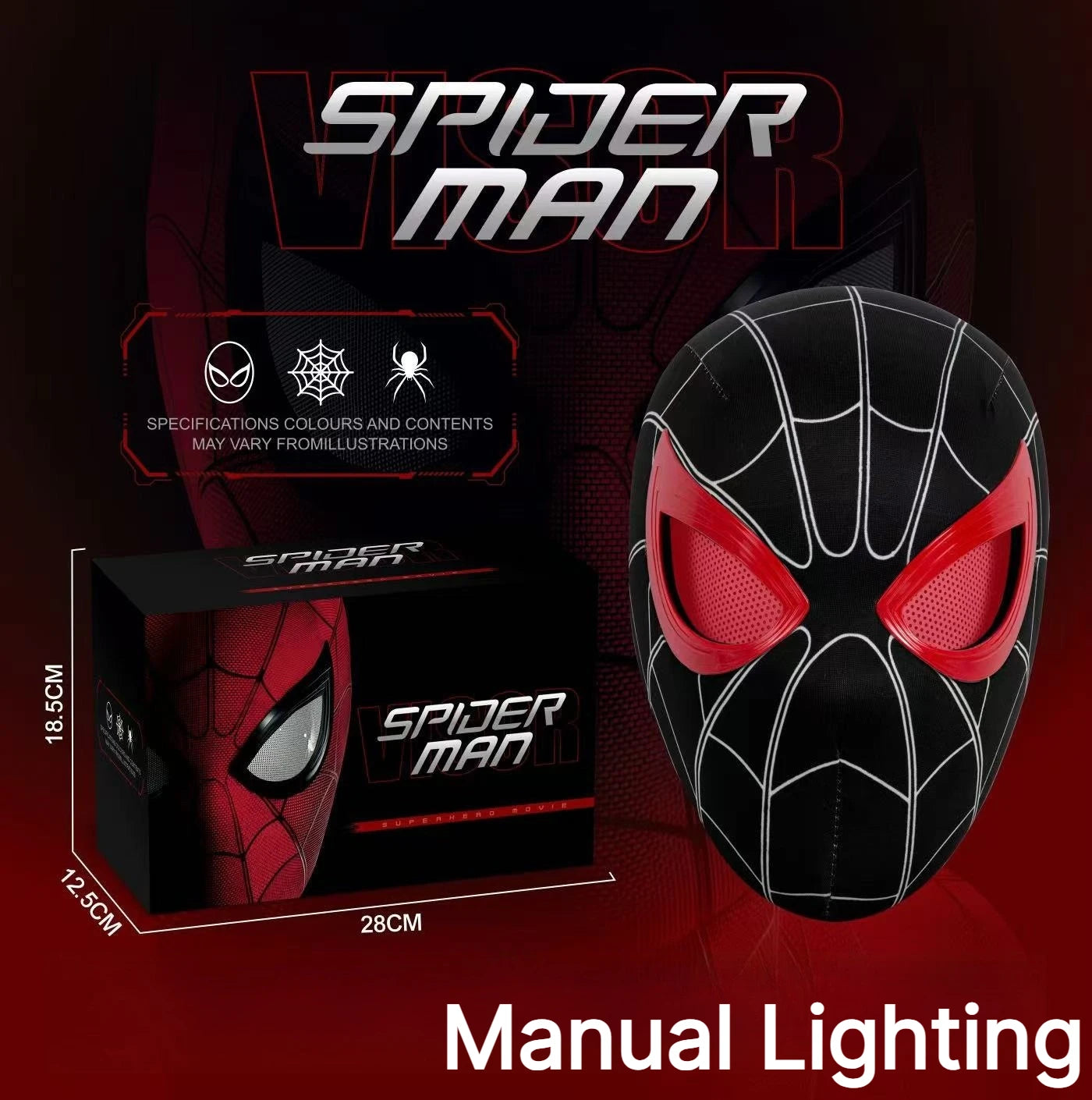 In Stock Miles Spider-Man 1:1 Scale Electronic Mask With Moving Glowing Eyes Ring Control Cosplay Toy Gift For Boys Gift