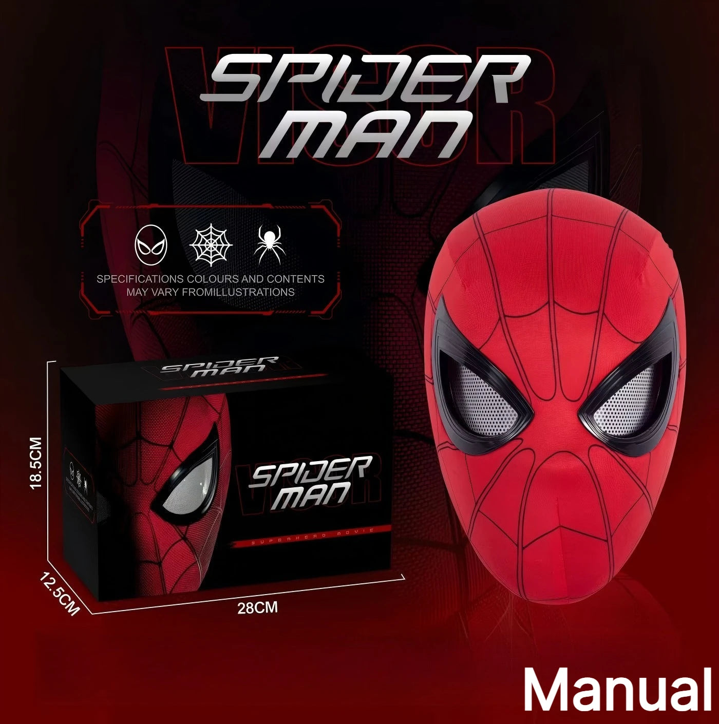 In Stock Miles Spider-Man 1:1 Scale Electronic Mask With Moving Glowing Eyes Ring Control Cosplay Toy Gift For Boys Gift