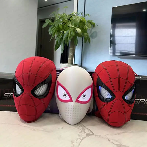 In Stock Miles Spider-Man 1:1 Scale Electronic Mask With Moving Glowing Eyes Ring Control Cosplay Toy Gift For Boys Gift