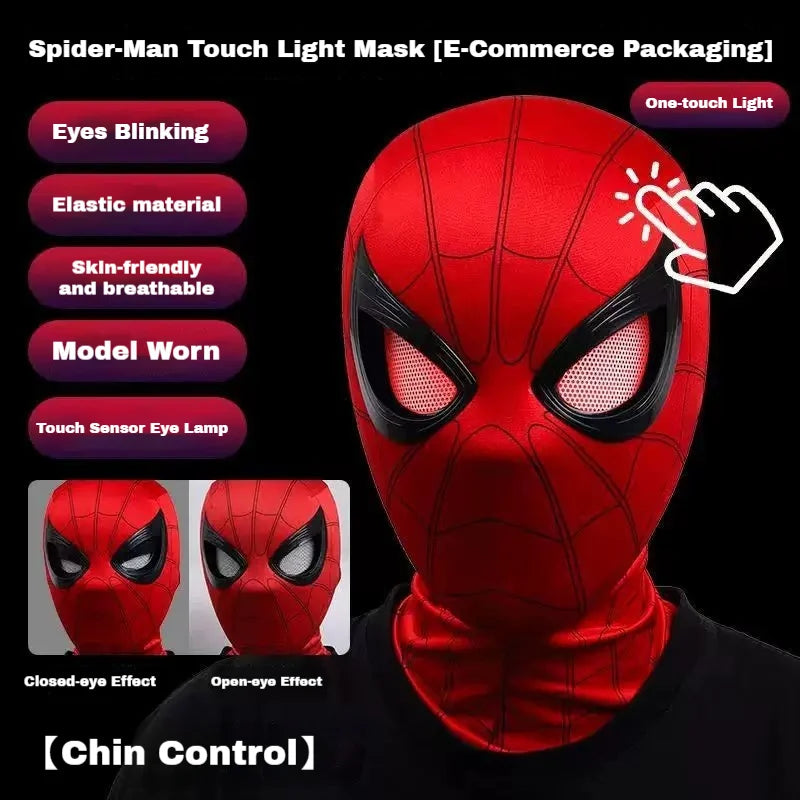 In Stock Miles Spider-Man 1:1 Scale Electronic Mask With Moving Glowing Eyes Ring Control Cosplay Toy Gift For Boys Gift