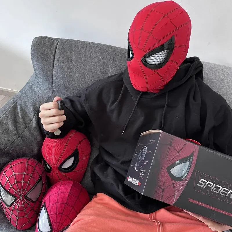 In Stock Miles Spider-Man 1:1 Scale Electronic Mask With Moving Glowing Eyes Ring Control Cosplay Toy Gift For Boys Gift