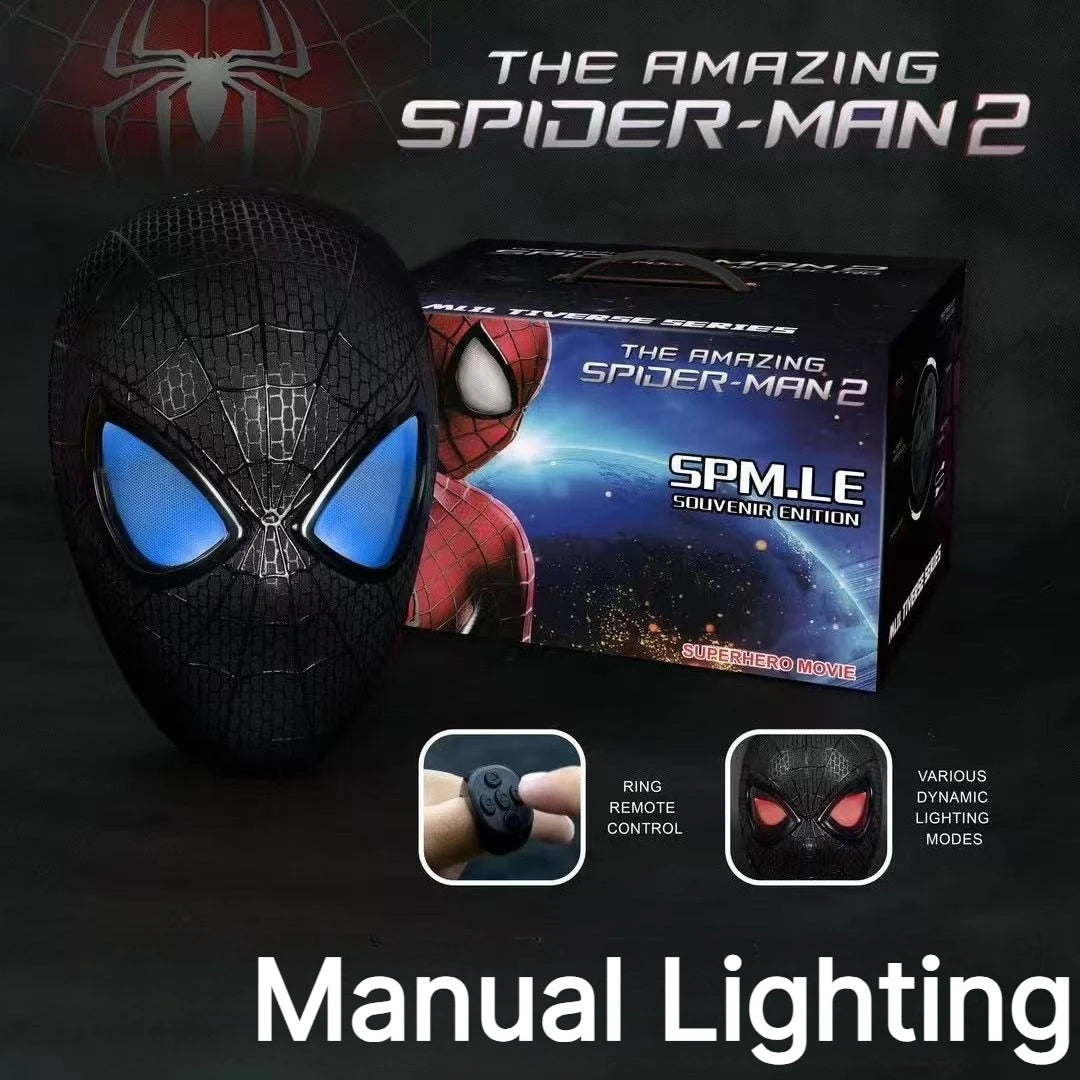 In Stock Miles Spider-Man 1:1 Scale Electronic Mask With Moving Glowing Eyes Ring Control Cosplay Toy Gift For Boys Gift