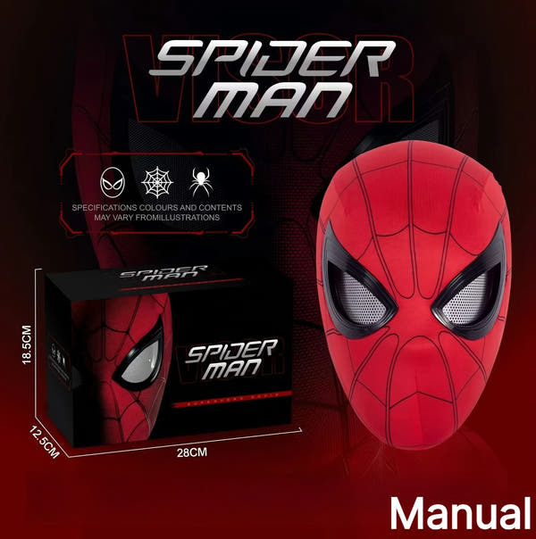 In Stock Miles Spider-Man 1:1 Scale Electronic Mask With Moving Glowing Eyes Ring Control Cosplay Toy Gift For Boys Gift