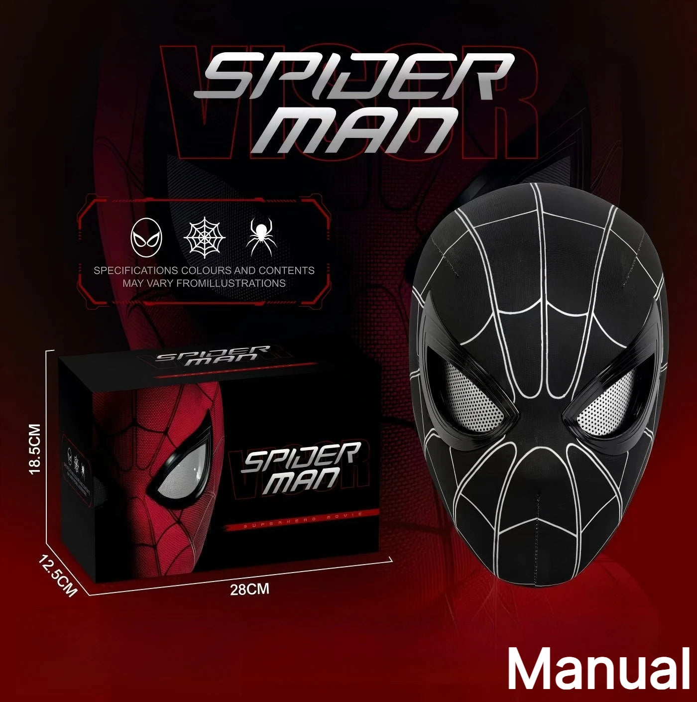 In Stock Miles Spider-Man 1:1 Scale Electronic Mask With Moving Glowing Eyes Ring Control Cosplay Toy Gift For Boys Gift