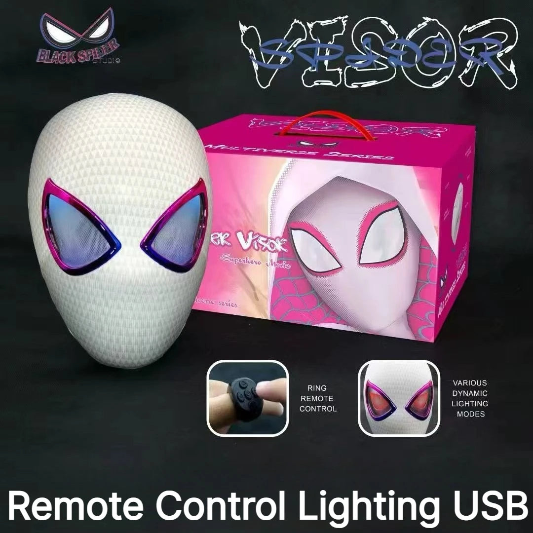 In Stock Miles Spider-Man 1:1 Scale Electronic Mask With Moving Glowing Eyes Ring Control Cosplay Toy Gift For Boys Gift