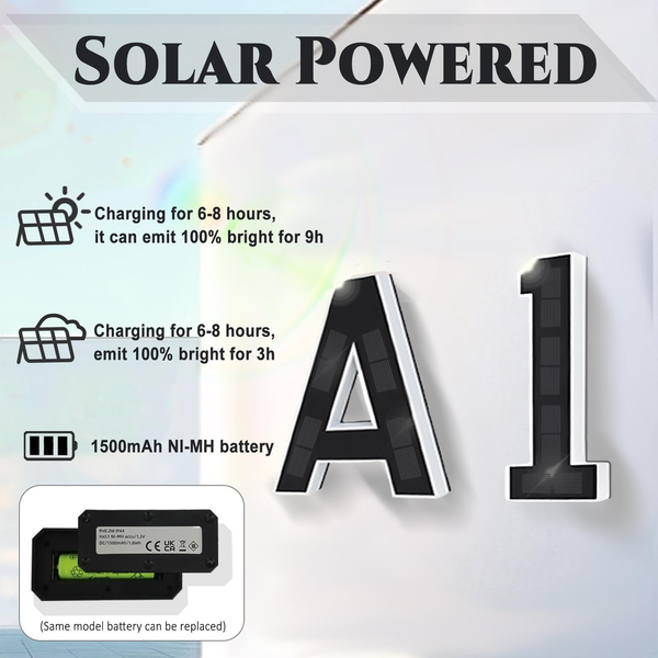 9 Inch Solar Lighted House Numbers for Outside, Light up Waterproof LED Addre
